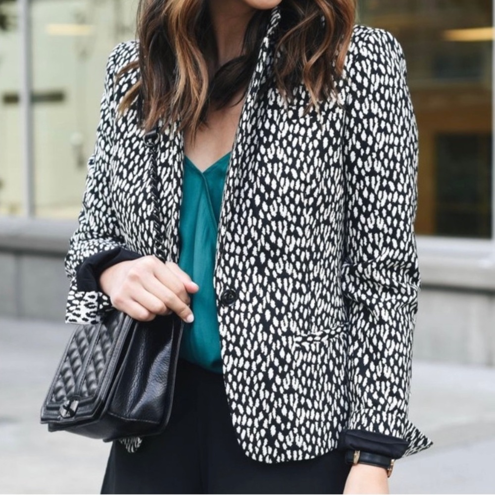 Banana Republic Black & White Animal Print Blazer